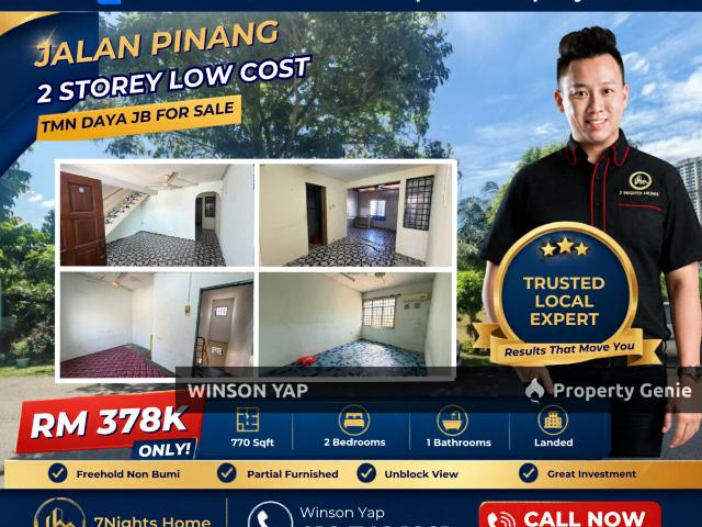Taman Daya 2 Storey Low Cost House Freehold Non Bumi Low Downpayment