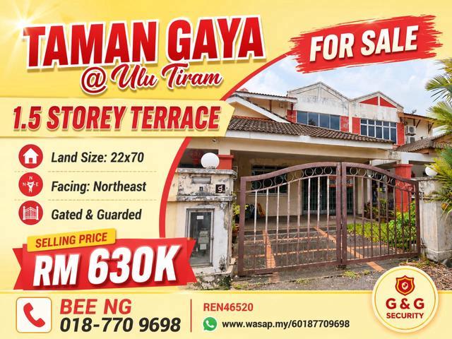 Taman Gaya Ulu Tiram 15 Storey Terrace GG Full Loan