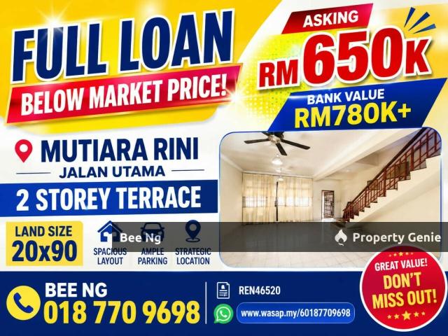 Taman Mutiara Rini / Jalan Utama / 2 Storey Terrace 20x90 / Full Loan / AAA Listing