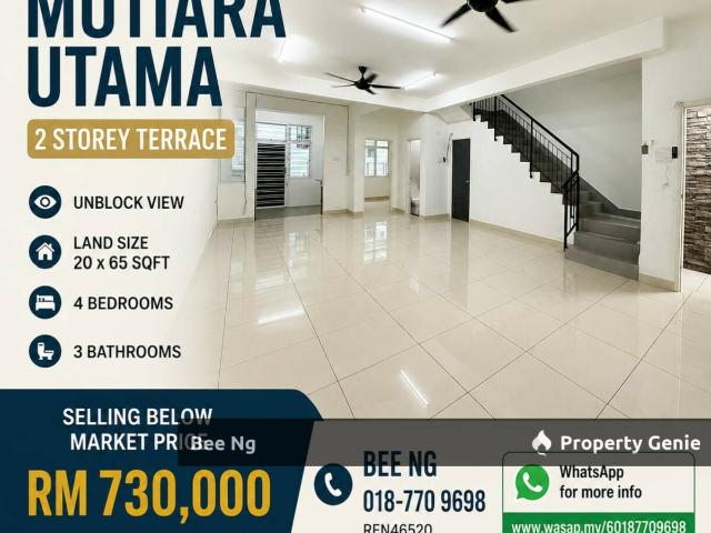 Taman Mutiara Utama / 2 Storey Terrace / Unblock / Below Market Price
