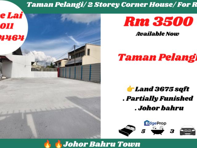 Taman Pelangi/ 2 Storey Corner House/ For Rent