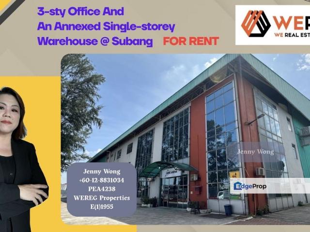 Taman Perindustrian Subang, Selangor _ Part Of A 1 sty Warehouse With 3 sty Office Space Within FOR RENT