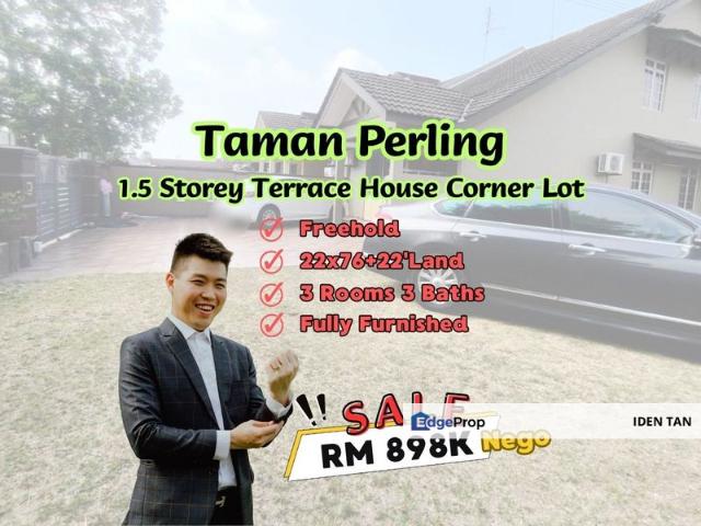 Taman Perling 1.5 Storey Terrace House Corner Lot For Sale Near D'Serambi, D'Utama, Bukit Indah, Uda Utama, Nusa Bestari, Taman Baiduri, Taman Sutera