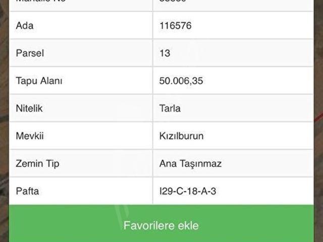 TABA INVEST'TEN AHİBOZDA TOKİ1EMSAL KONUT ALANINA SINIR 50.000M2