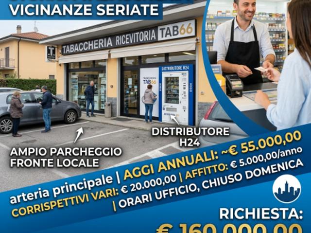 Tabaccheria vicinanze Seriate con ampio parcheggio rif. TAB66