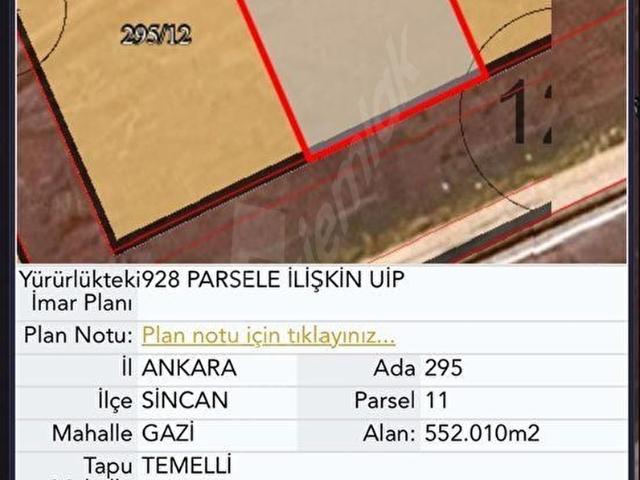 TEMELLİ'DE SATILIK 552 M2 KONUT İMARLI ARSA0.90 EMSALTEK TAPU