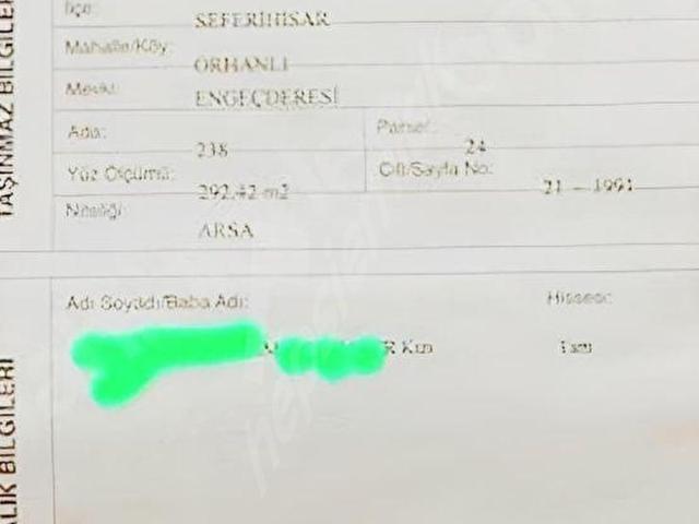 TEK TAPULU_YUKARI ORHANLIDA 292 m2 ARSA