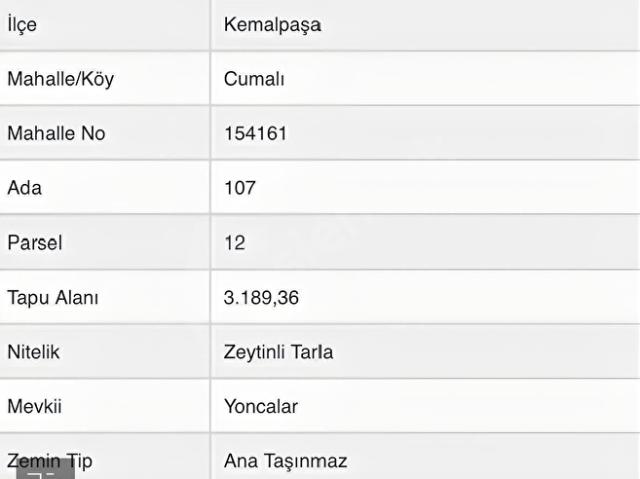 TEPE GYD'DEN KEMALPAŞA CUMALI'DA ETRAFI ÇEVRİLİ SATILIK TARLA