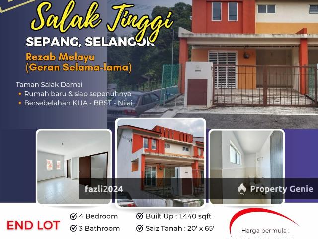 Teres End Lot Salak Tinggi Taman Salak Damai rezab melayu booking 1k sahaja PM 0192855949 Hj Li
