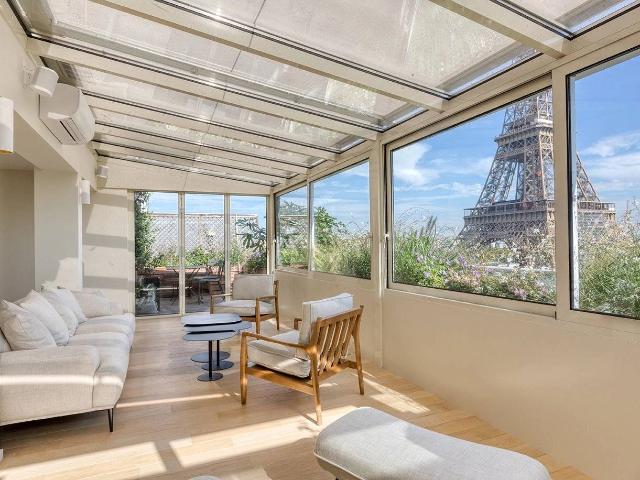 Terrace and View on Eiffel Tower