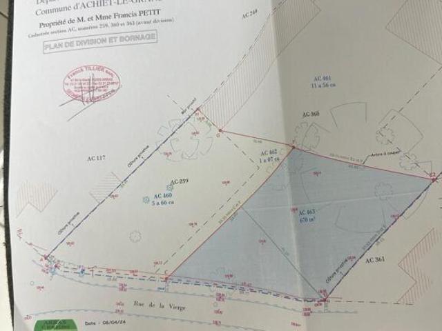 Terrain à bâtir à vendre à Achiet le Grand 62121