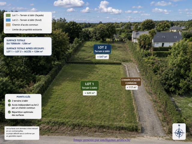 Terrain à vendre 620 m2 à proximité de la plage de Goulien