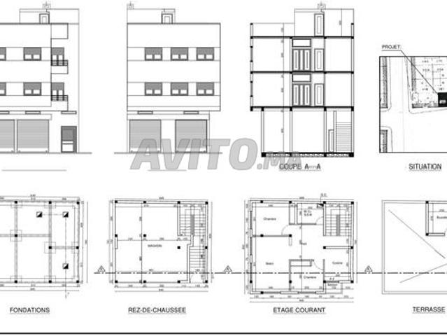 Terrain commercial loti, deux appartements de 81m² et un studio
