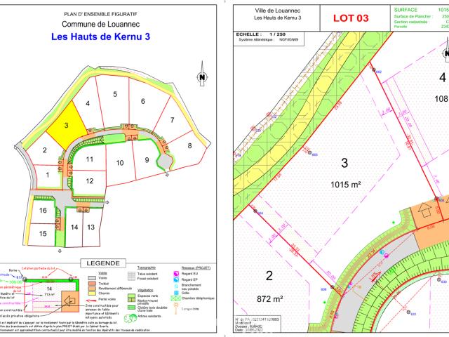 Terrain constructible 1015m² Louannec