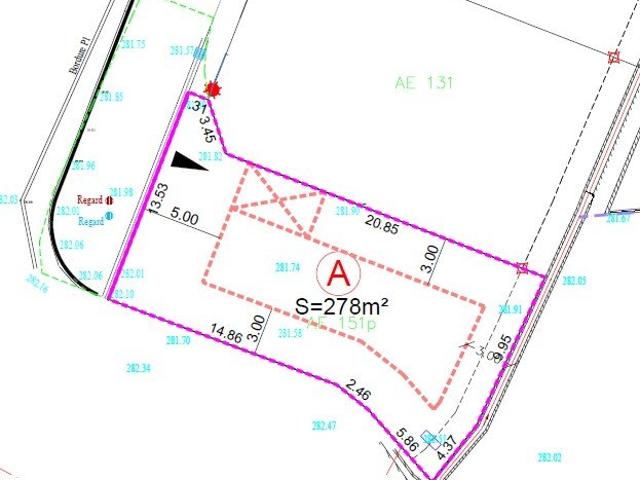Terrain constructible 4 faces 278m²