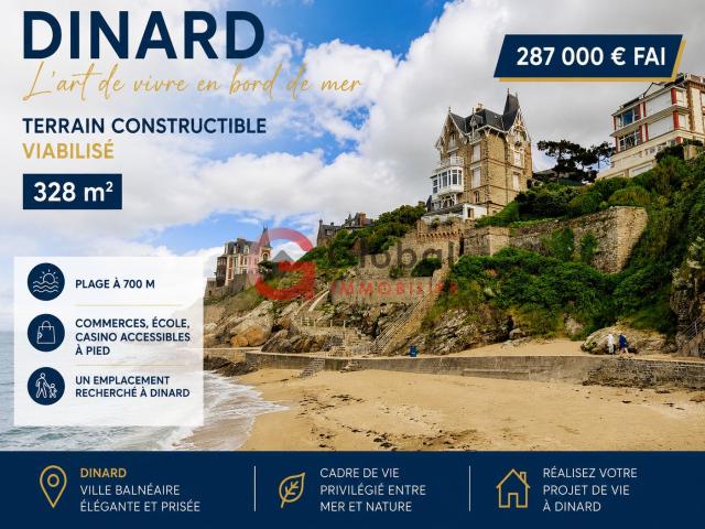 Terrain constructible à vendre dans le centre de Dinard, plage et mer à pied