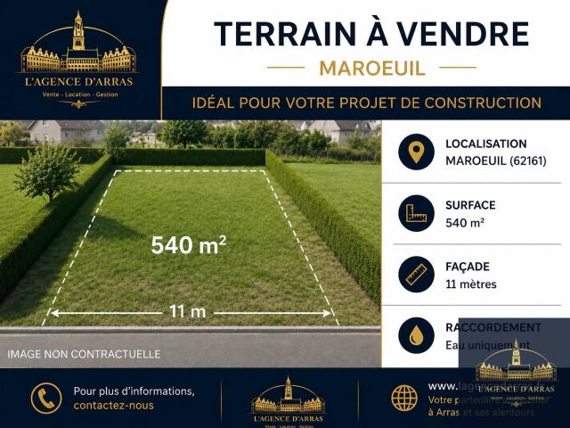 Terrain constructible à vendre Marœuil Centre