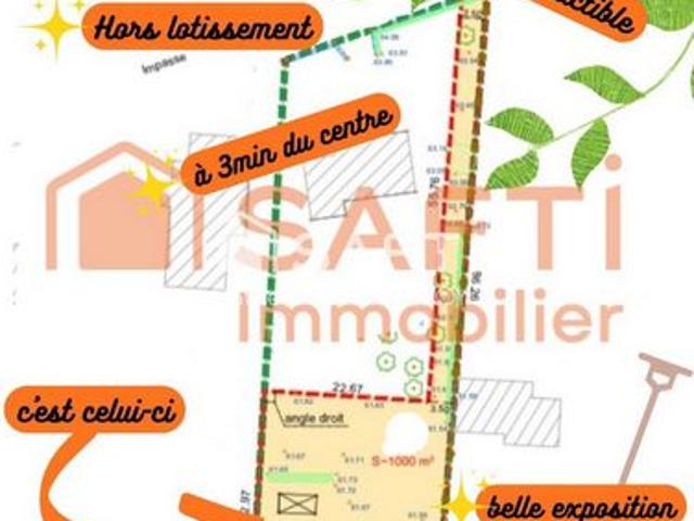 Terrain de 1000m² constructible sur 800m²