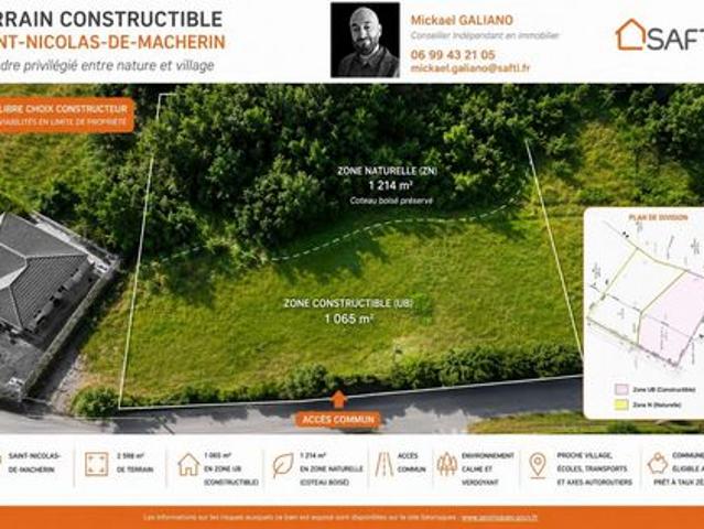 TERRAIN CONSTRUCTIBLE SECTEUR SAINT NICOLAS DE MACHERIN
