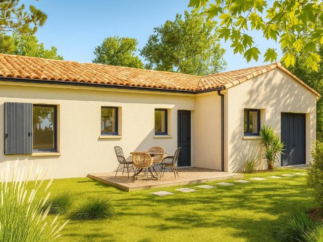 Terrain de 412m² viabilisé et cette villa de 90m² et garage