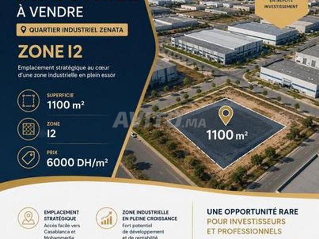 Terrain Indus à Vendre 1100 m² Zone I2 à Zenata