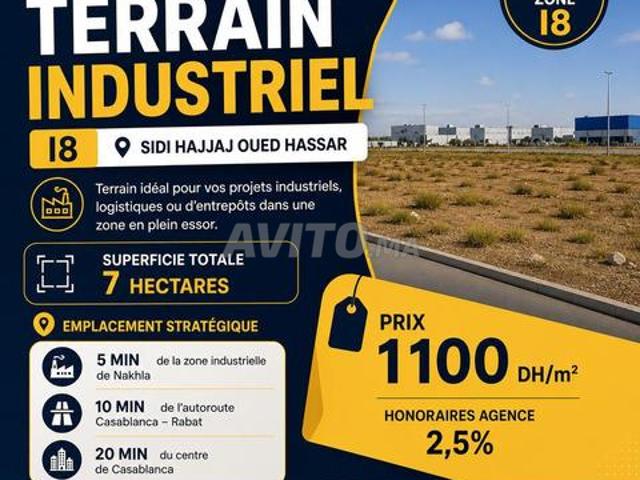 Terrain Industriel I8 à vendre Sidi Hajjaj