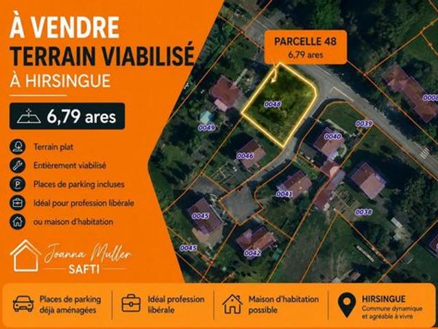 Terrain plat de construction à HIRSINGUE / libre de tout constructeur