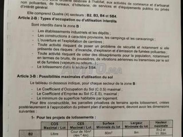 Terrain pour Projet lotissement Zone B4 à Aïn Atiq