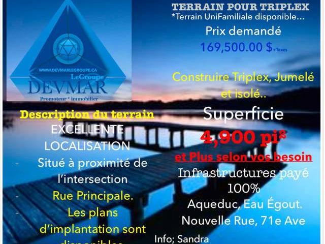 Terrain résidentiel UnifamilialeMultiPlex