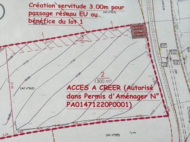 Terrain viabilisé de 1300 m². Libre constructeur
