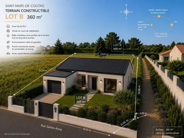 Terrain 360 m2 Plat Rectangulaire au calme