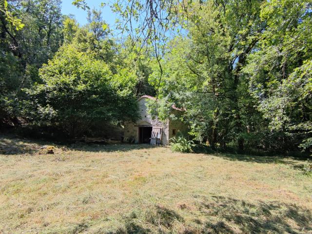 Terrain 6,3 ha boisé avec une petite grange et une cabane en bois en zone naturelle, non constructible