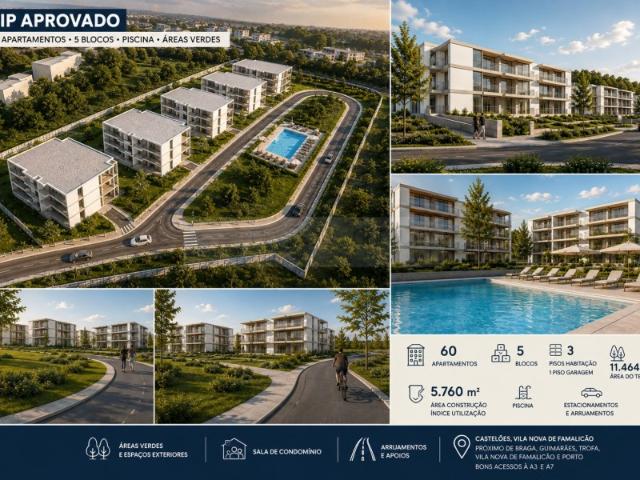 Terreno c/ PIP Aprovado 60 Apartamentos | Famalicão
