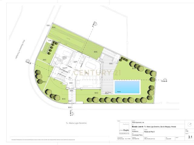 Terreno com projeto aprovado para moradia moderna na Charneca da Caparica