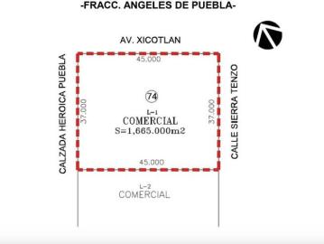 Terreno Comercial de 1,665 m? en Venta en Fracc. Angeles de Puebla
