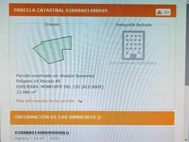 Terreno en Venta en Monforte del Cid