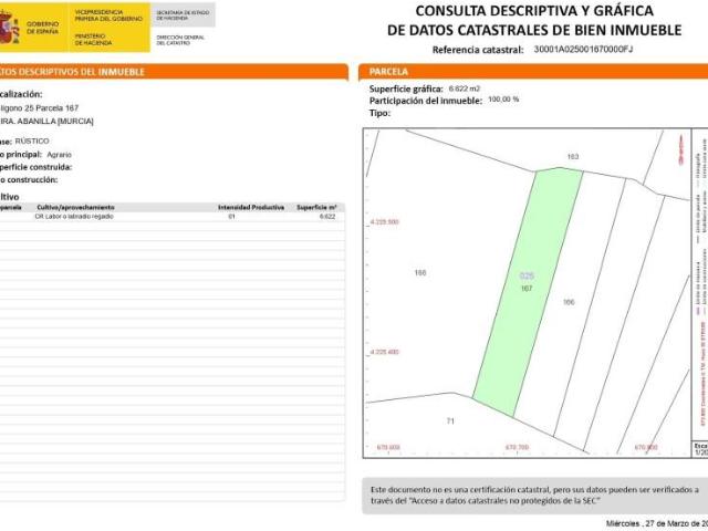 Terreno en venta en Abanilla, LA JAIRA
