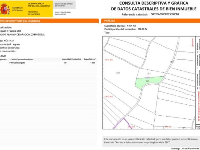 Terreno en Venta en Alhama de Aragón
