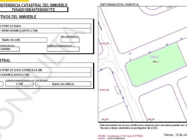 Terreno en venta en Benicasim/benicàssim
