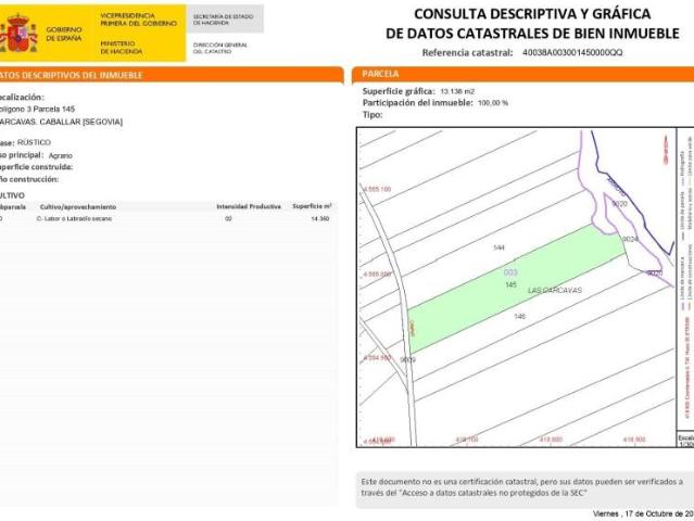 Terreno en venta en Caballar, Castilla y leon