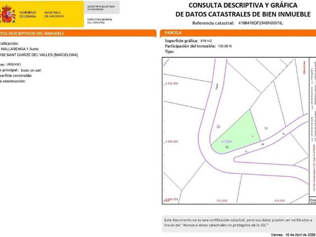 Terreno en venta en calle De la Mallerenga, Sant Quirze del Vallès, de 240 m² por 169.000