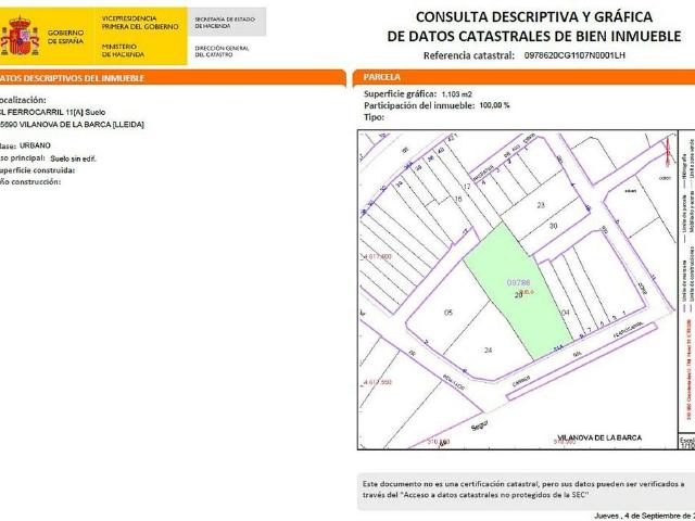Terreno en venta en calle Ferrocarril, Vilanova de la Barca, de 341 m² por 60.000