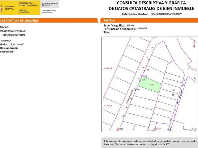 Terreno en venta en calle Pare Bonal, Terrades, de 400 m² por 114.500
