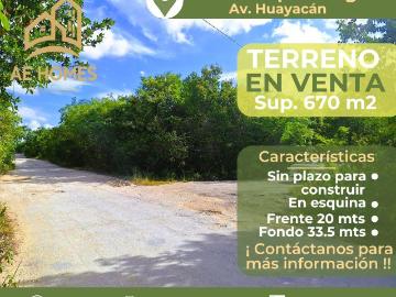 TERRENO EN VENTA EN CANCUN AV. HUAYACAN COL. EL PEDREGAL AE204
