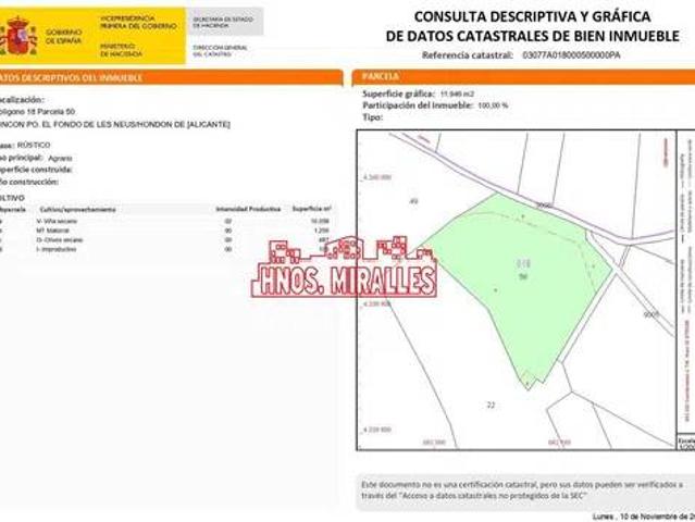 Terreno en Venta en El Fondó de les Neus Hondón de las Nieves