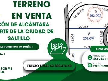 Terreno en Venta en Rincón de Alcántara, Saltillo