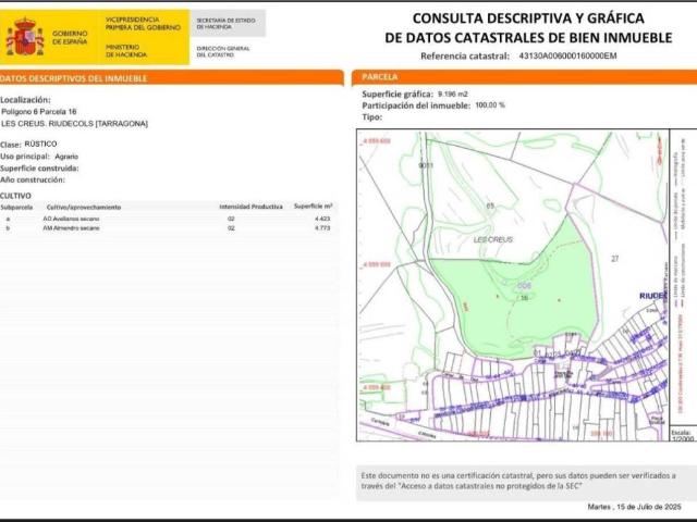 Terreno en Venta en Riudecols