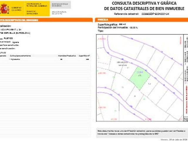 Terreno en venta en urbanización L'acampament, Cervelló, de 568 m² por 5.680