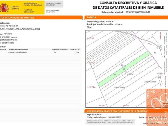 Terreno en Venta en Valdeolmos Alalpardo