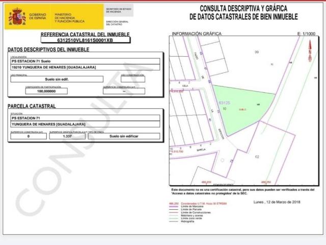 Terreno en Venta en Yunquera de Henares